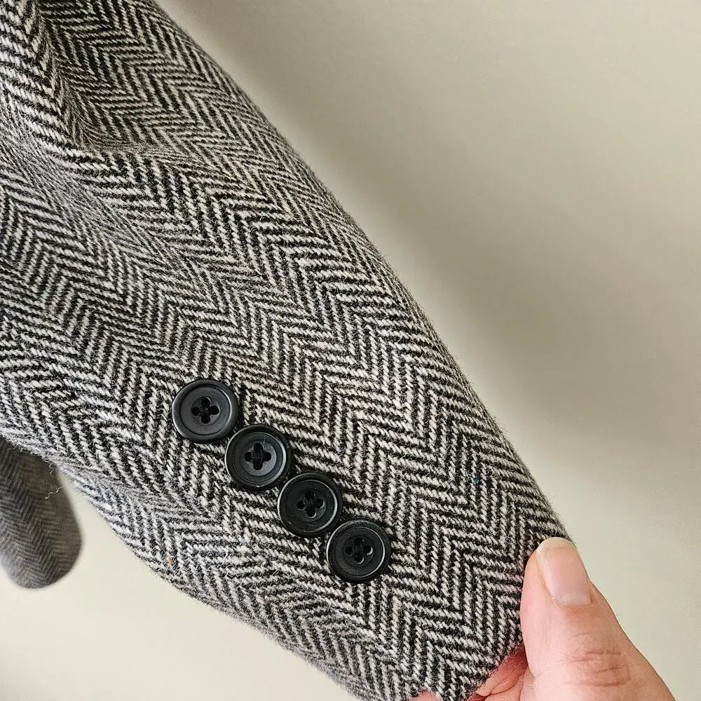 Oscar de la Renta Men's Tweed Blazer Size 40S Lambswool Blend Herringbone Preppy